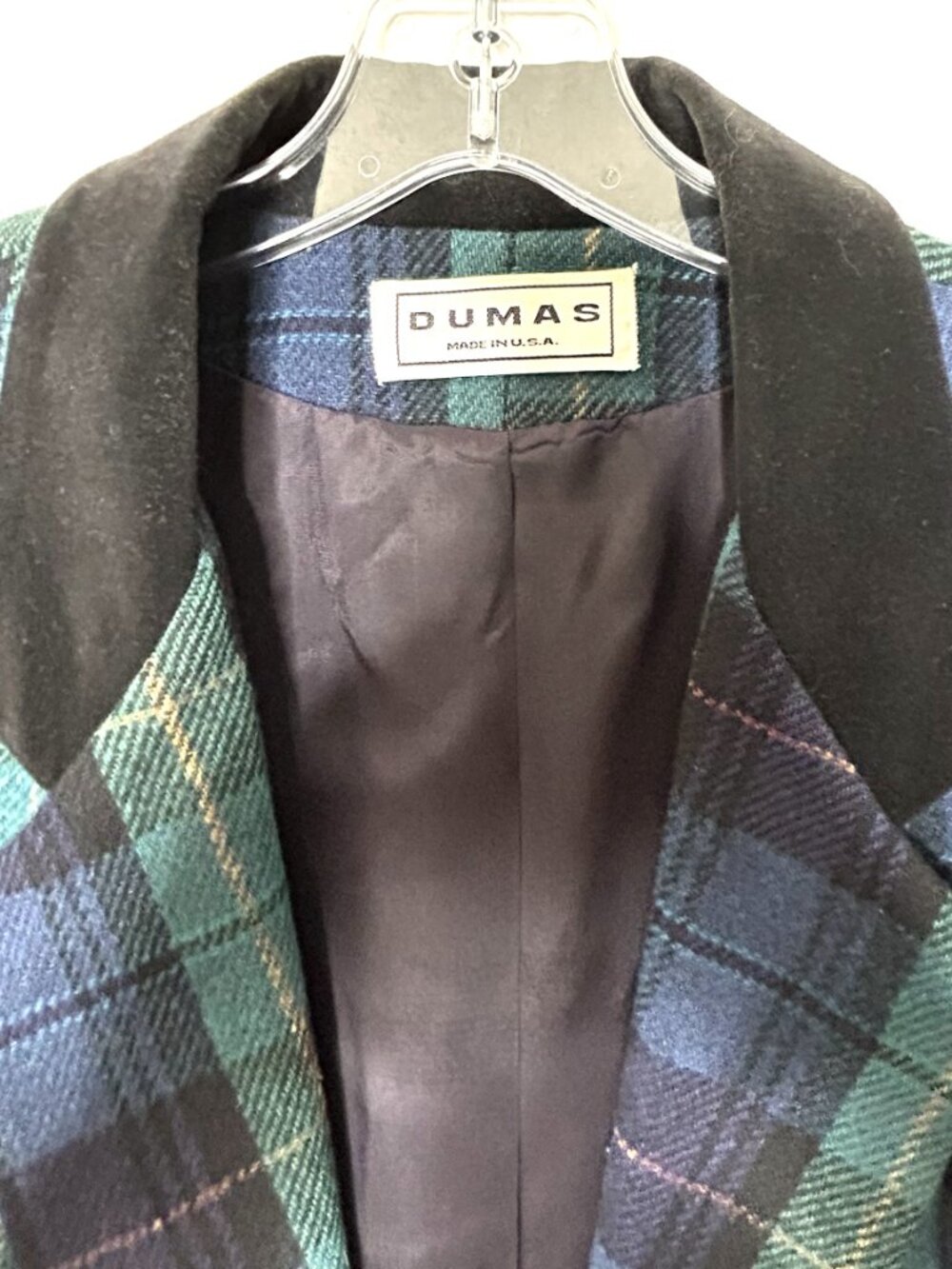 Vintage Dumas Women’s Blazer XL Blue and Green Plaid Wool-Touch Made in USA - Picture 9 of 10
